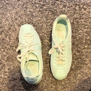 Nike Women’s Mint Green Cortez Mesh Lace-Up Sneakers